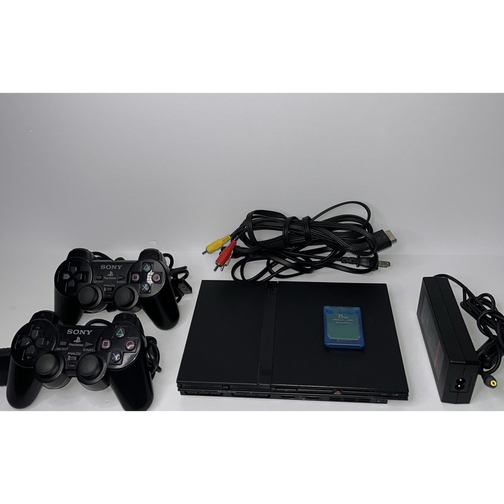 Sony playstation 2 PS2 Slim SCPH-75001 Complete Console Bundle OEM 2 Controllers